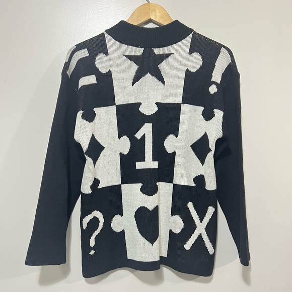 Carroll Elegance Wool Blend Crewneck Sweater Eclectic Monochrome Indie Sleeze L - Picture 5 of 14